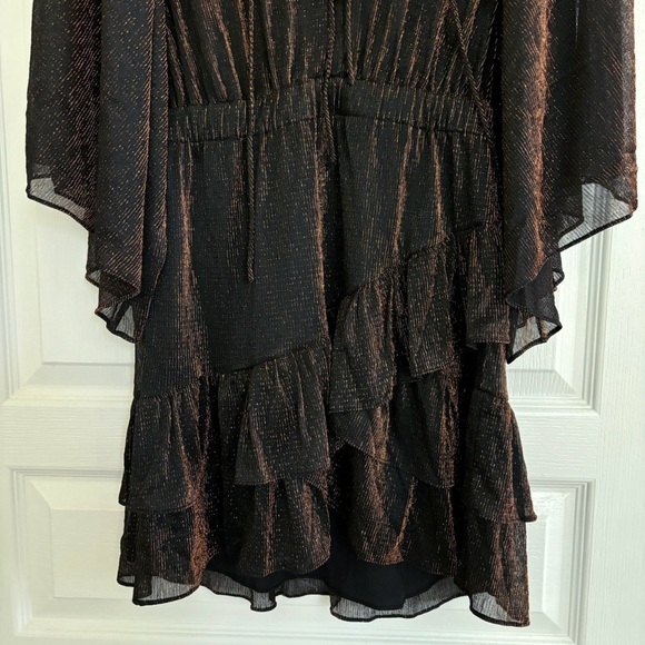 IRO Dress Reblea Ruffle Lurex Mini Metallic Copper - Picture 5 of 9